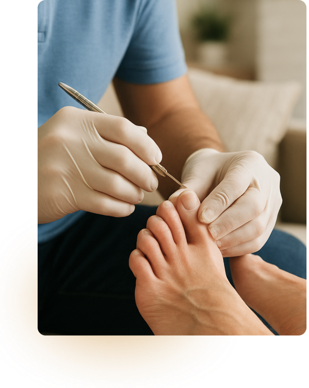 Podiatry treatment in progress