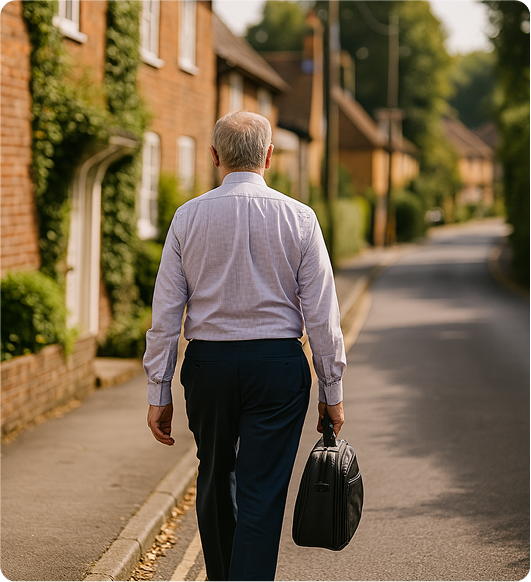 Practitioner walking to a client's home for a house call